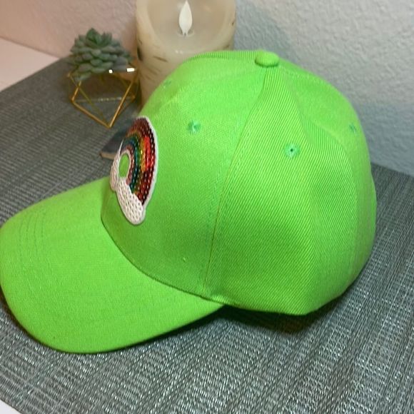 🌈 Bright Green Rainbow Baseball Cap 🌈 - Picture 4 of 14